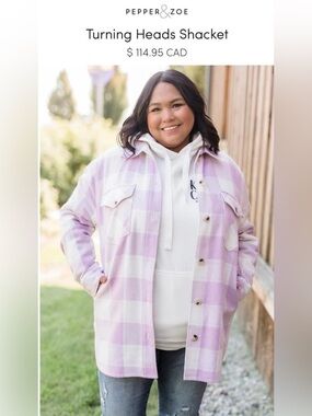 Turning Heads Shacket (NWT) Lilac Plaid, Size Small